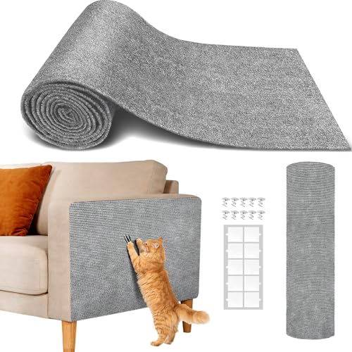 78.7"x15.8" Cat Scratch Mat,Trimmable Self-Adhesive Carpet,DIY Climb Cat Scratcher for Cat Couch Furniture or Wall Protector, Cat Scratching Post Tower Replacement Pads (LightGrey, 78.7x15.8In) - color: LightGrey, size: 78.7x15.8Inch