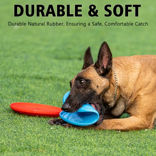 Dog Flying Disc - Durable Rubber Dog Toy for Fetch - Interactive Lightweight Flyer Dog Toys for Outdoor Playtime - Safer Disc for Healthy Activity - for Medium/Large Dogs 2 Pack