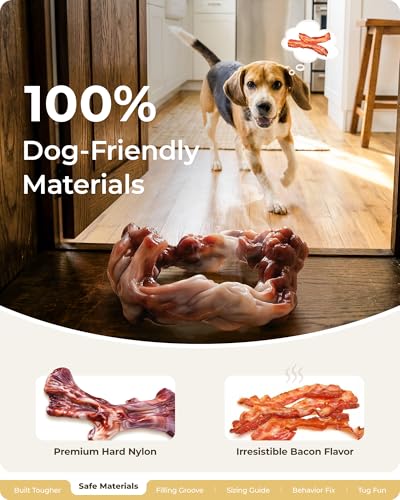 Dog Toys for Aggressive Chewers: 3 Pack Dog Chew Toys, Indestructible Dog Toy for Medium Large Dogs, Tough Dog Toys to Keep Them Busy, Chew Toys for Dogs, Bacon Flavor