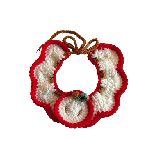 Spring Cat Collar Cute Breakaway Safe Adjustable Cat Collars for Cats Small Dogs Soft Knitted Neck Decor Kitten Collar Girl Cat Supplies for Indoor Cats Pet Collar Accessories （Apple） - color: Apple