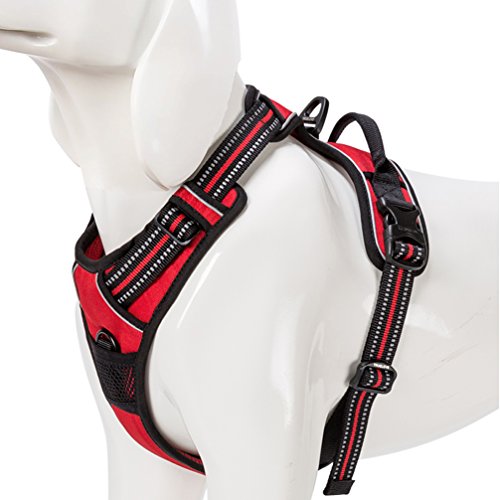 SGODA Dog Harness Reflective Vest with Handle X-Large Red - color: Red, size: X-Large Chest 32-42"