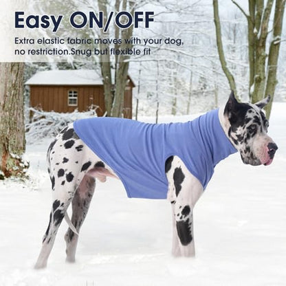 IECOii Dog Fleece Vest Sweater - Stretch Warm Pullover with Turtleneck, Blue,Large, Easy On/Off Winter Dog Sweater for Medium Large Dogs Girl Boy, Winter Fall Jumpsuit with High Neck - color: Blue, size: Large