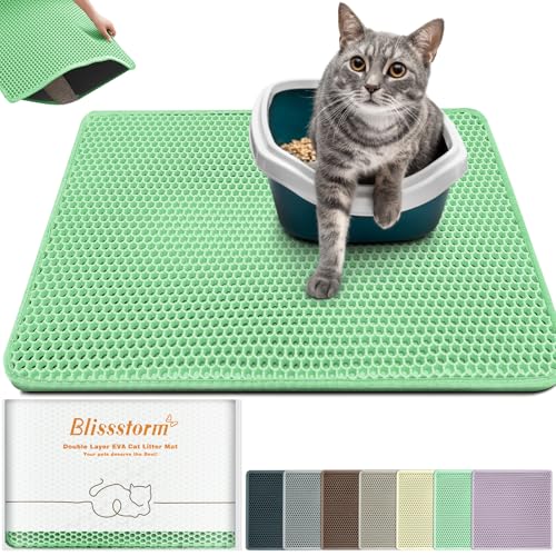 Waterproof Cat Litter Mat - New 24x16 Inch Honeycomb Double Layer Traps Litter, Waterproof & Non-Slip Floor Protector, Easy Clean, Odor-Free, Green - color: Green