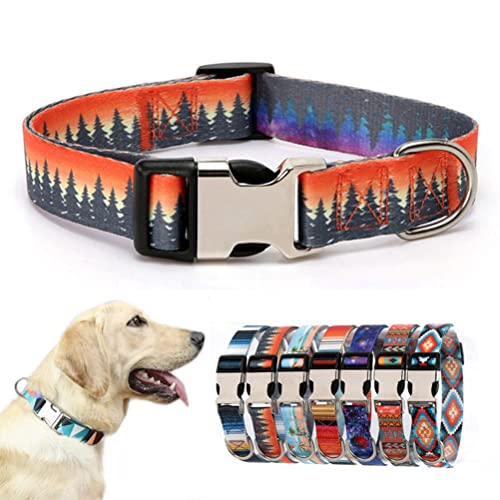 Soft Durable Dog Collar with Metal Buckle, Quick Release Puppy Collars Adjustable for Small Medium Large Pet Dogs and Kitten Cat Forest M - color: Forest, size: Medium