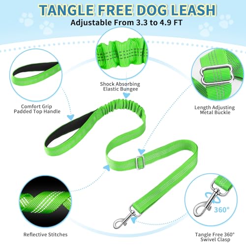 Lukovee No Pull Dog Harness and Leash Set, Soft Padded Small Dog Harness, Neck & Chest Adjustable Reflective Vest Puppy Harness with 4ft Lightweight Anti-Twist Dog Leash for Small Dogs (XXS, Green) - color: Green - with Stripe, size: XXS ( Chest 11.5'' ~