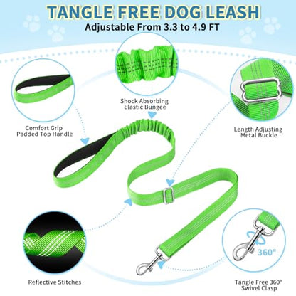 Lukovee Soft Padded Small Dog Harness (X-Small, Green) with 4ft Lightweight Leash, Adjustable Reflective Vest for Walking, Running, Hiking, Training - color: Green - with Stripe, size: XS ( Chest 14'' ~ 18'')