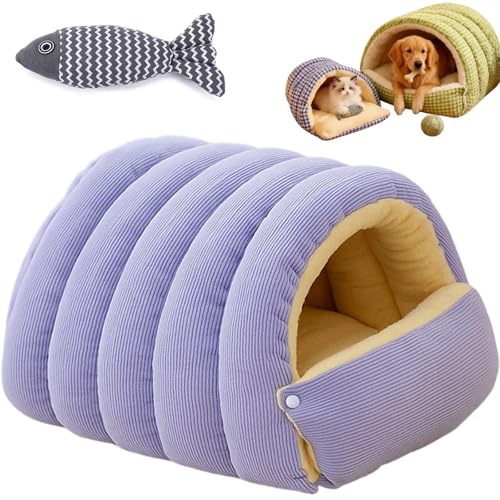 Cat Bed, 2026 New Upgrated Warm Cat Bed for Winter, 360° Nesting Design, Snuggle Season Just Got Fluffier, Calming Plush Anti-Anxiety Cuddler Beds with Removable Cushioned (Purple,L) - color: Purple, size: L