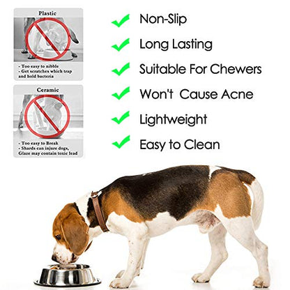WEDAWN Stainless Steel Dog Bowls, 2.2 Cup/18oz Cat Bowl Water and Food with Rubber Base, Pet Bowls for Medium Dogs, Cats and Rabbit, 2Pack - color: Stainless steel (2Pack), size: 2.2 Cup/8.7" Dia x 2.4" H (2Pack)