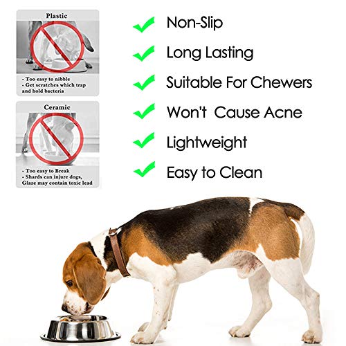 WEDAWN Stainless Steel Dog Bowls, 3.5 Cup/28oz Cat Bowl Water and Food with Rubber Base, Pet Bowls for Large Dogs, 2Pack - color: Stainless steel (2Pack), size: 3.5 Cup/10.2" Dia x 2.4" H (2Pack)