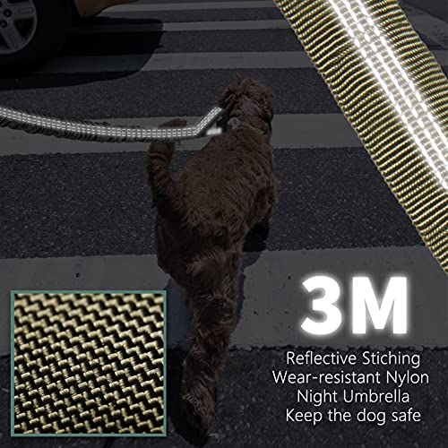 BUMBIN 6Ft Dog Leash, Bungee Dog Leash with 2 Handles, Heavy Duty Leashes for Medium Small Dogs, No Pull Shock Absorbing with Car Seat Belt for Training, Green - color: Green