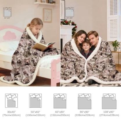 BlessLiving Weimaraner Fuzzy Dog Blanket for Kids Adults - Cute Puppy Fleece Blanket with Animal Pattern - Reversible Sherpa Couch Sofa Bed Throw (50 x 60 Inches) - color: Weima Dog 1, size: Throw, 50 x 60 Inches