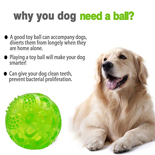 ACEONE Dog Squeaky Ball, Pet Squeak Chew Bouncy Rubber Toy Balls for Small Medium Dogs Indestructible Exercise Training Playing (3 Balls) - size: 3 Balls 3 Inch
