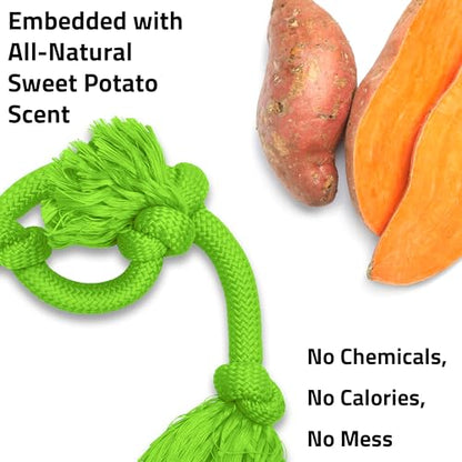 Playology Dog Toys | Dri-Tech Rope Tug of War Dog Toy for Tough Chewers | Sweet Potato Scented Mega Size Tug Rope Toys for Extra Large Dogs - size: Mega, style: Sweet Potato