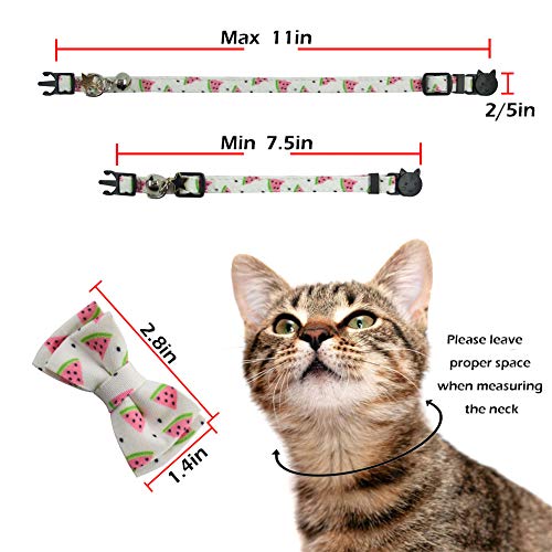 Bowtie Cat Collars Breakaway with Bell, Adjustable Cute Kitty Collars Safety Buckle Kitten Collar for Cat Puppy 7.5-11in - color: 7