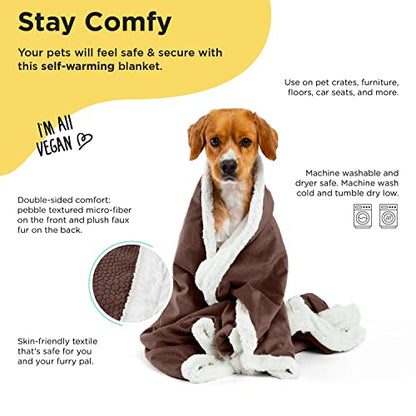 Best Friends by Sheri Premium Self-Warming Ilan Microfiber Faux Fur Pet Throw Blanket 40x50 in Brown - color: Dark Brown