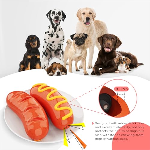 TLKNG Large Size Hotdog Squeaky Dog Toy for Medium/Large Dogs Breed Aggressive Chewers Durable Bouncy Squeak Toys