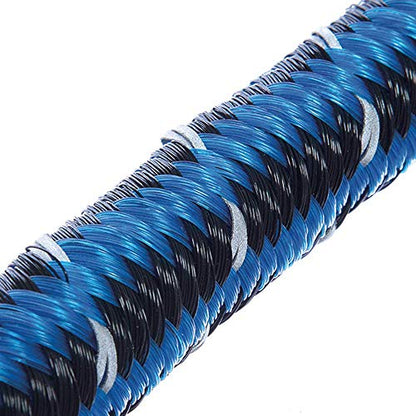 Chew Proof Dog Leash, 30" Medium Duty with Padded Handle and Reflective Black/Blue/Silver Weave Poly Sheath - Alpine Outfitters