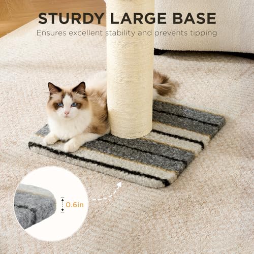 Joydeco Cat Scratching Post 34 Inches Heavy Duty and Thick Scratching Post Sisal Rope with Hanging Ball and Mice for Indoor Cats(Grey) - size: 34 inch Grey