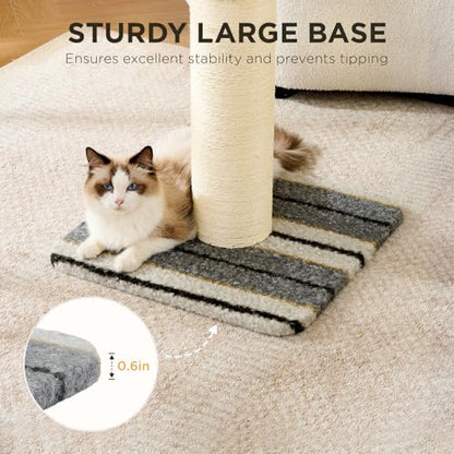 Joydeco Cat Scratching Post 34 Inches Heavy Duty and Thick Scratching Post Sisal Rope with Hanging Ball and Mice for Indoor Cats(Grey) - size: 34 inch Grey
