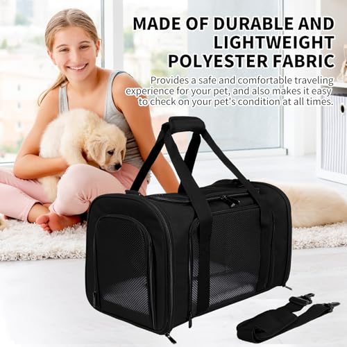 Carriers Soft-Sided Pet Carrier for Cats Dogs Under 15 lbs,TSA Airline Approved with 4 Ventilated Windows(Medium,Black) - color: black, size: 17.0"L x 11.0"W x 11.0"H