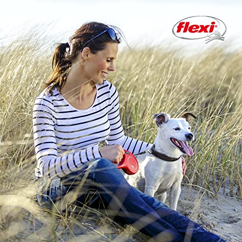 FLEXI New Classic Tape Retractable Dog Leash for Large Dogs Upto 110 lbs. – 16 ft., Black | Tangle Free Pet Walking Leash with One-Handed Brake, Pause, Lock|German Quality Product - color: Black, size: Large - 16 Feet (Tape)