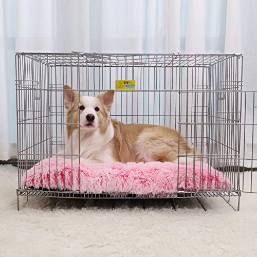 Vonabem XL Dog Bed Large Crate Pad, Washable Pink Pet Beds, Deluxe Plush Soft Crate Bed 42 inch, Dog Mats for Sleeping, Anti-Slip Kennel Pad 41 * 27 inch - color: Pink, size: 41.0"L x 27.0"W x 2.0"Th