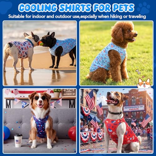 Talltalk 5 Pack 4th of July Dog Cooling Shirts Quick Dry Vest American Flag Mesh Breathable Instant Sun Protection Cooling Dog Vest Patriotic T-Shirts for Holiday Party Outdoor Walking Hunting(XL) - size: XL