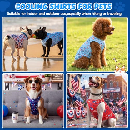 Talltalk 5 Pack 4th of July Dog Cooling Shirts Quick Dry Vest American Flag Mesh Breathable Instant Sun Protection Cooling Dog Vest Patriotic T-Shirts for Holiday Party Outdoor Walking Hunting(M) - size: M