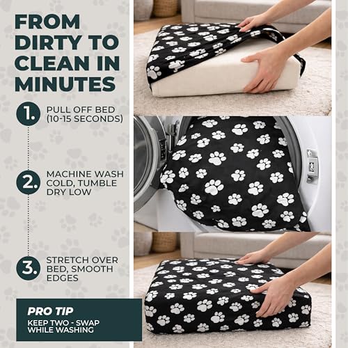 DUKE&LEFTY Furever Dog Bed Slipcover-Stretchy Soft Petbed Cover-Universal-Easy to Remove (Zipper Free)-Black-Medium - color: Black, size: Medium-36"x24"x4"