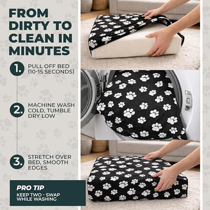 DUKE&LEFTY Furever Pet Dog Bed Slipcover-Stretch Soft Petbed Cover-Universal-Easy to Remove (Zipper Free)-Halloween/Medium - color: Halloween, size: Medium-36"x24"x4"