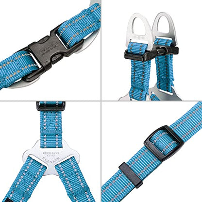 EXCELLENT ELITE SPANKER No Pull Dog Harness Adjustable Nylon Step-in Easy Pet Vest Chest Strap with Reflective and Leash Ring for Small Medium Large Breed Dogs Training Walking(Light Blue-S) - color: Light Blue, size: S
