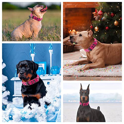 Reflective Dog Collar Heavy Duty Tactical with Control Handle and Metal Buckle for Dog Training(Large, Pink) - color: Pink, size: Large (Pack of 1)