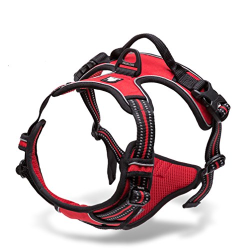 SGODA Dog Harness Reflective Vest with Handle Medium Red - color: Red, size: Medium Chest 22-27"