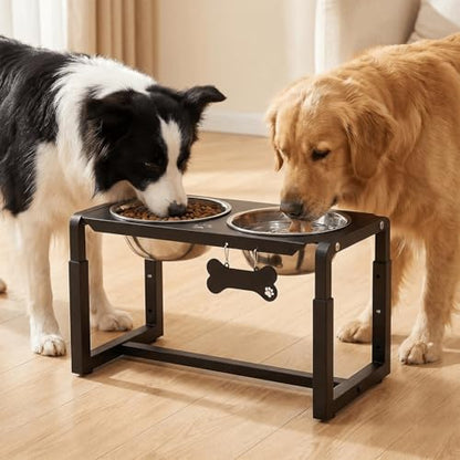 Metal Elevated Dog Bowls, Raised Dog Bowls for Medium/Large Sized Dogs with Two 58oz Stainless Steel Food Bowls, 3 Adjustable Height (8.8"/11.5"/14") Dog Bowl Stand Protect Neck & Joints - size: 8.8-14" | M/L Dogs | 2×58oz Bowls