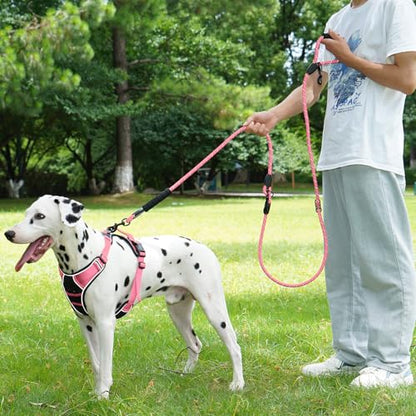 Cymiler Hands Free Dog Leash, 8 Ft Reflective Cross-Body Pet Rope Leashes with Sponge Handle, Heavy Duty Nylon, for Running, Hiking, Training, Waist Leash for Small Medium Large Dogs (Pink) - color: Pink