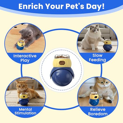 Cat Interactive Puzzle Toy, Adjustable Treat Dispenser for Indoor Cats, Safe Material Kitty Enrichment Toy for IQ Training, Mental Stimulation, Relieve Boredom, Gifts