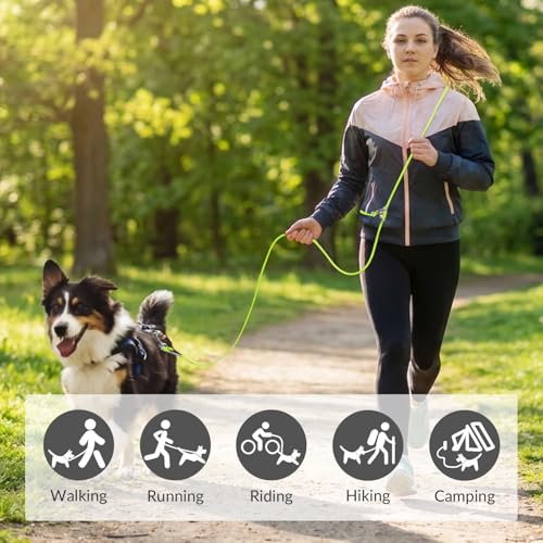 8.2ft Hands Free Dog Leash,Versatile Waist & Crossbody Lead for Medium Dogs,Waterproof & Adjustable for Running Jogging Walking, 360° Swivel Metal Buckle (Green) - color: Green