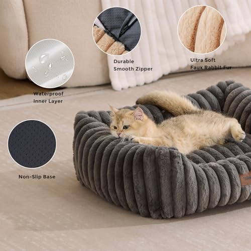ZOMISIA Dog Bed Medium Size Dog - Large Rectangle Orthopedic Pet Bed with Fluffy Washable Cover and Anti-Slip Bottom, 30x24x9inches, Cream - color: Cream, size: 30"x 24"x 9"