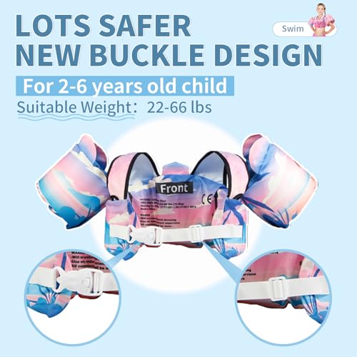Toddler Swim Vest Floaties for 22-66 lbs / 2-6 Y Kids Swim Jacket with Adjustable Safety Buckle Arm Wings Swim Training for Boys and Girls Beach Boating Pool Floats - color: Shark