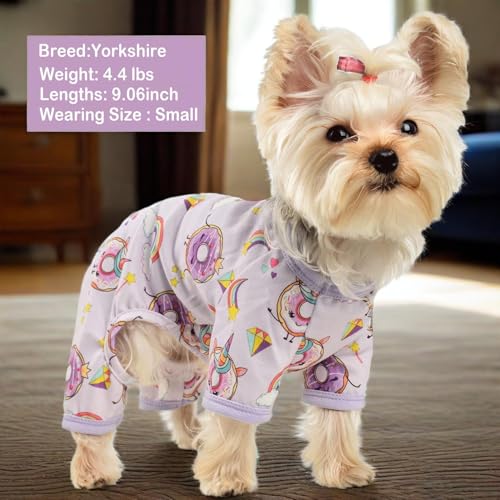 Dog Pajamas for Small Dogs, Soft Thin Pjs Jammies Cat Doggie, Summer Pet Cute Puppy Clothes Outfits Dogs Boy Girl(Donut, XS) - color: Donut, size: X-Small (Chest 11.8 in)