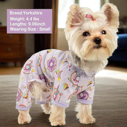 Dog Pajamas for Small Dogs, Soft Thin Pjs Jammies Cat Doggie, Summer Pet Cute Puppy Clothes Outfits Dogs Boy Girl(Donut, XS) - color: Donut, size: X-Small (Chest 11.8 in)