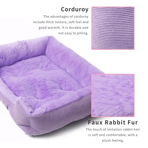 Tiny Dog Bed 20 Inch for Small Dogs, Soft Rectangle Puppy Bed with Plush Surface, Washable Pet Bed,Purple - color: Purple, size: 20"x19"x5"