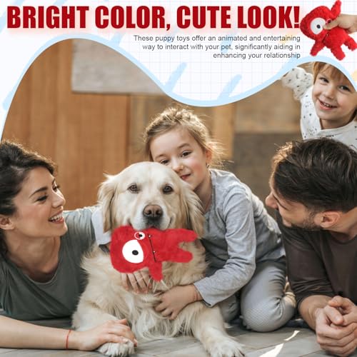 Squeaky Dog Toy, Plush Stuffed Dog Toy Keep Them Busy Tug of War Dog Chew Toy for Small Medium Large Dogs (Red) - color: Red