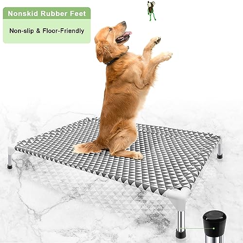 Elevated Outdoor Dog Bed, Large Size, Cotton Material, Non-Slip Feet, Fits up to 100lbs - size: 4 sided Large