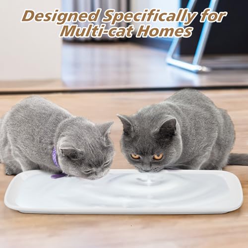 Cat Food Bowl,Extra Wide Ceramic Bowls for Multi-Cat Family and Flat Face Cats,Anti Whisker Fatigue Dishes Shallow Kitten Plates for Food and Water
