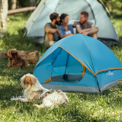ASFANES Outdoor Waterproof Pet Camping Tent, Cave Bed for Indoor Cats and Small Dogs, Portable Cat House Dog House, 21.6x21.6x14.9'', Blue, S.(The Pole has Been Improved)