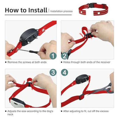 Collar Replacement Strap, Reflective Replacement Nylon Collar Strap Dog GPS Training Bark Receiver Collars, Durable Adjustable E Collar Straps for Small Medium Large Dogs, Red - color: Red