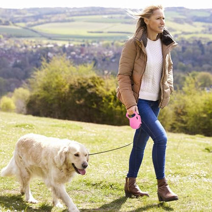 Retractable Dog Leash, 16ft Dog Walking Leash for Small Dogs up to 77lbs, Non-Slip Handle - Pink - color: Pink
