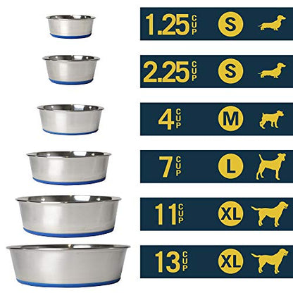 OurPet's DuraPet Premium Dishwasher Safe Stainless Steel Dog Bowl for Food or Water [Multiple Sizes for Small to Large Dogs] in Traditional or Wide Base Design - 8 CUP - size: 8 Cups