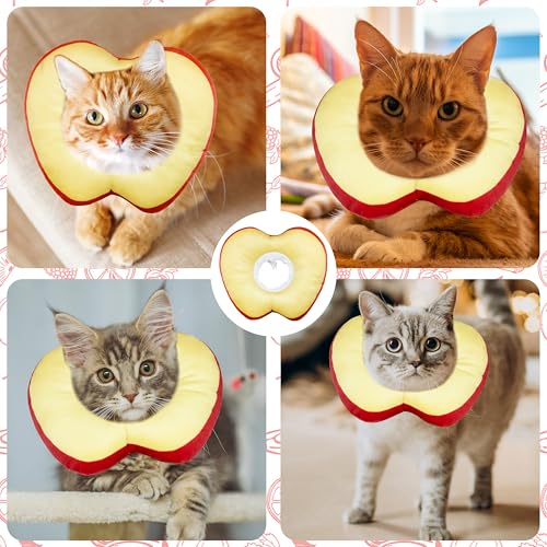Cat Cone Collar Soft, Adjustable Cat Recovery Cone to Stop Licking, Cute Kitten Donut Collar After Surgery, Elizabethan Collars for Kittens, Lightweight Cats Neck Cones (Apple, Small) - color: Apple, size: Small